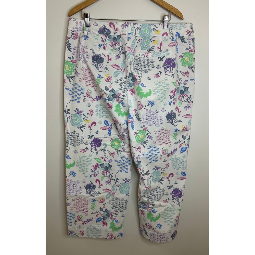 Talbots Straight Crop Pants in Whimsical Jacobean Floral Print Size 16 Summer - Picture 10 of 14
